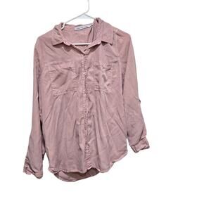 Calvin Klein Pink Tencel Utility Button Up Shirt Large